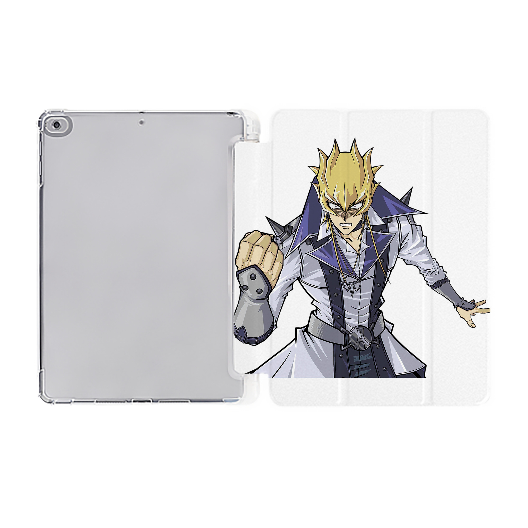 （画像用） 遊☆戯☆王 Yu-Gi-Oh! IPad ケース ペン収納付き 三つ折りスタンド PUレザー×シリコン 対応機種9.5/10.5/10.9インチ